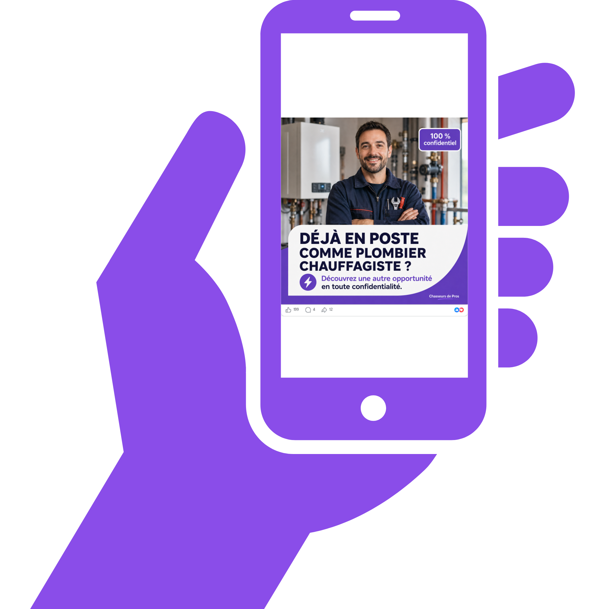 Publicité locale et anonyme affichée sur le téléphone d'un professionnel
