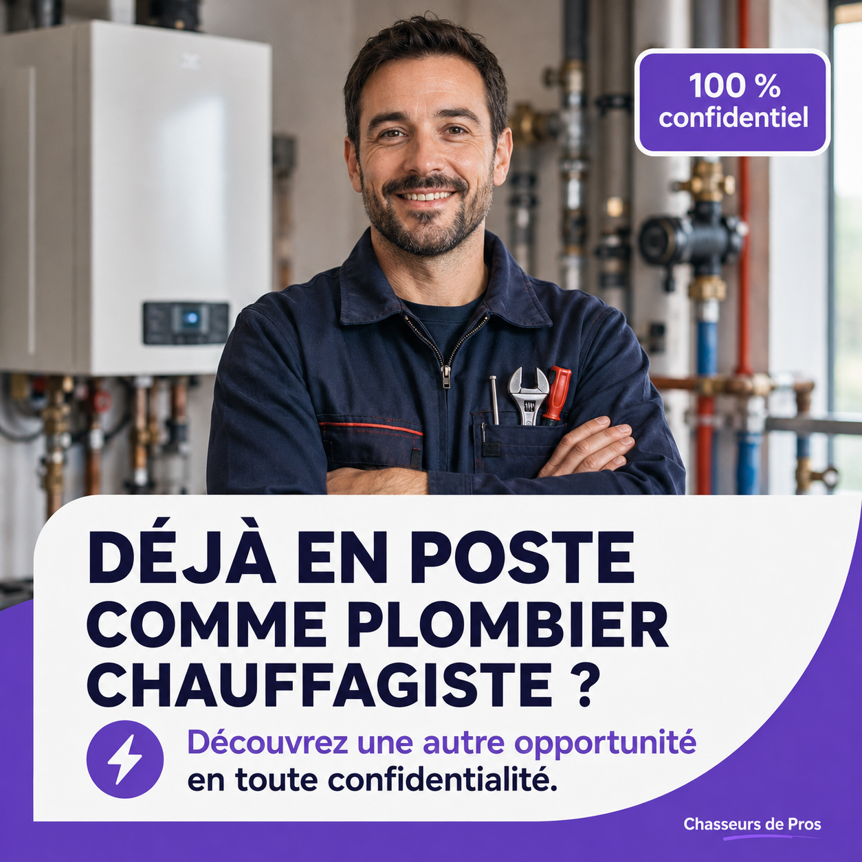 Publicité Chasseurs de Pros : déjà en poste comme plombier chauffagiste ?